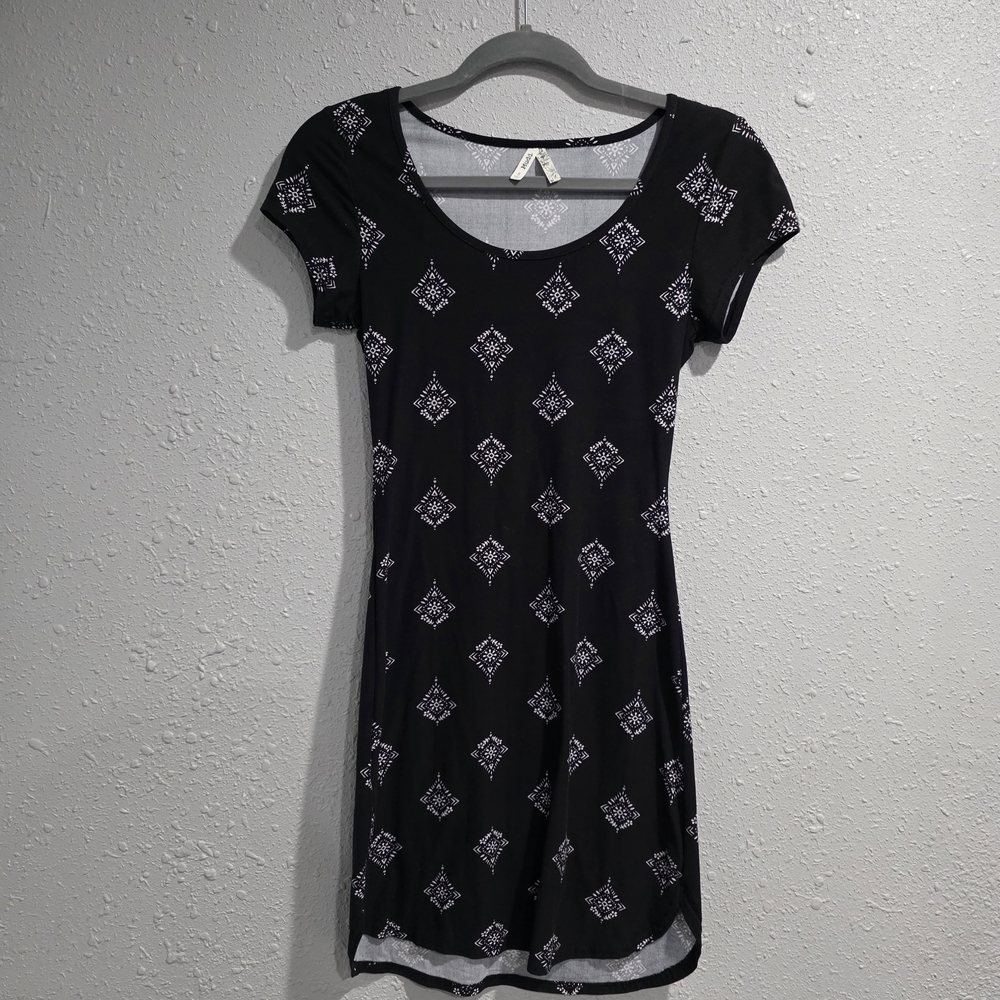 Black Patterned Women's Bodycon Dress